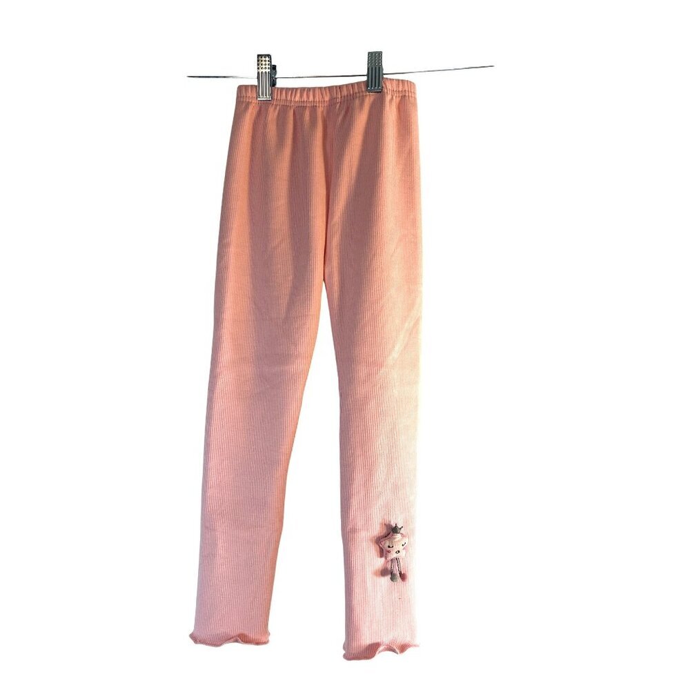 Girls Leggings Ribbed Pink Size 4